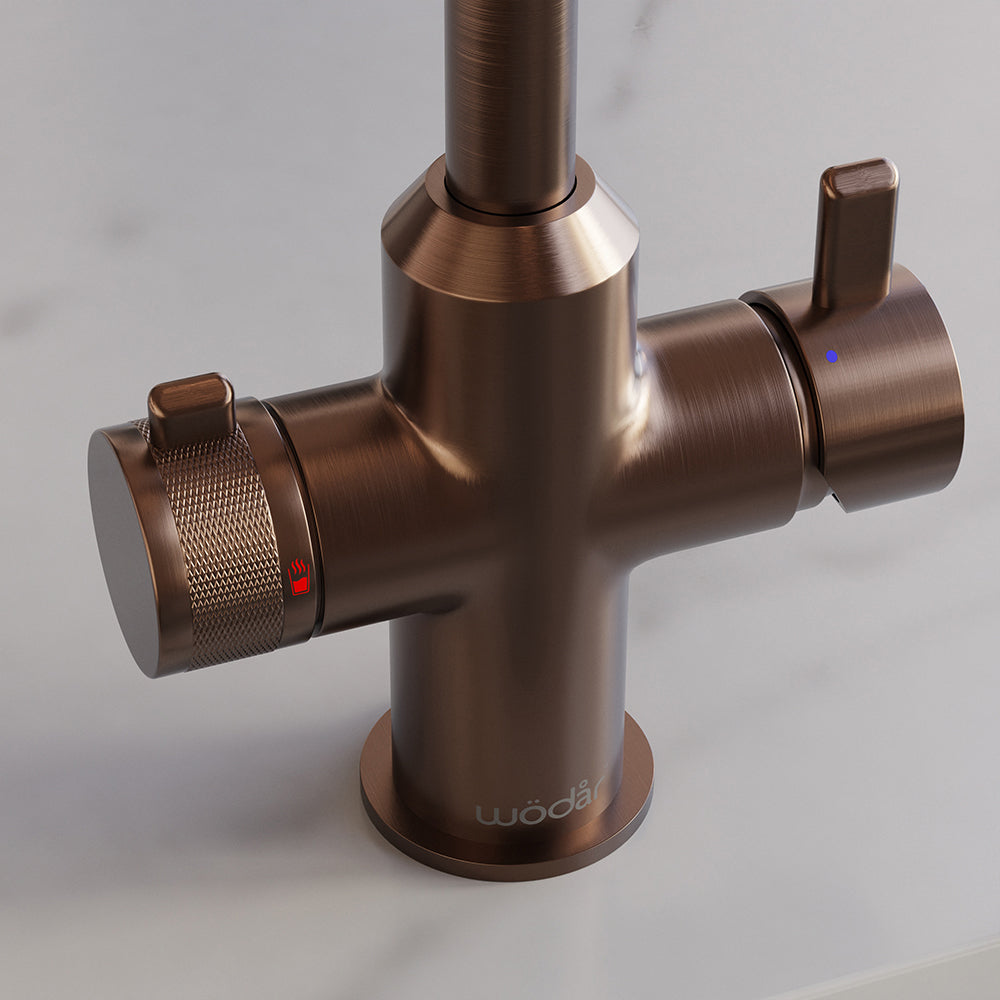 Design Square 3 in 1 Brushed Copper Boiling Hot Water Tap