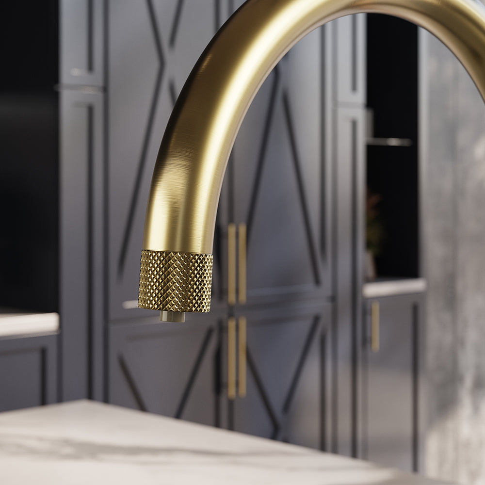 Design+ Swan 4 in 1 Brushed Brass Boiling Hot Water Tap