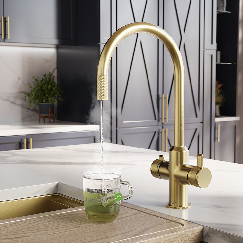 Design+ Flex 4 in 1 Brushed Brass Boiling Hot Water Tap