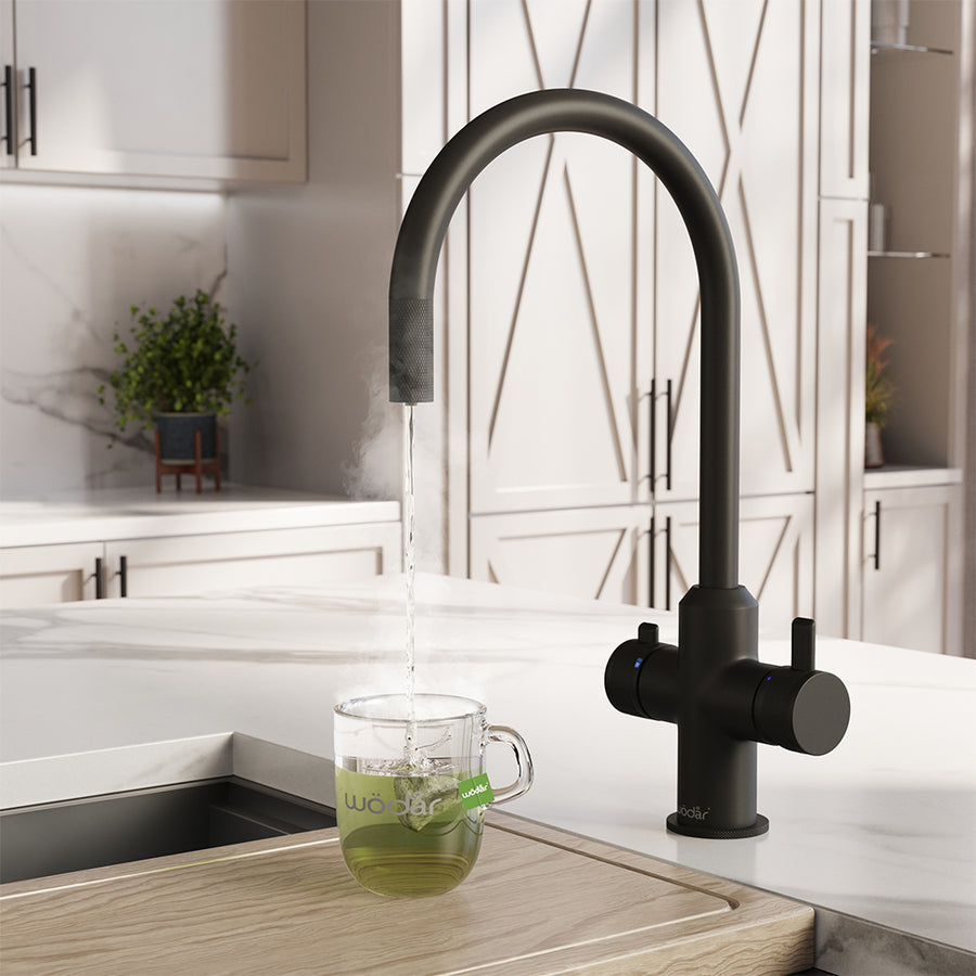 Design+ Flex 4 in 1 Matt Black Boiling Hot Water Tap