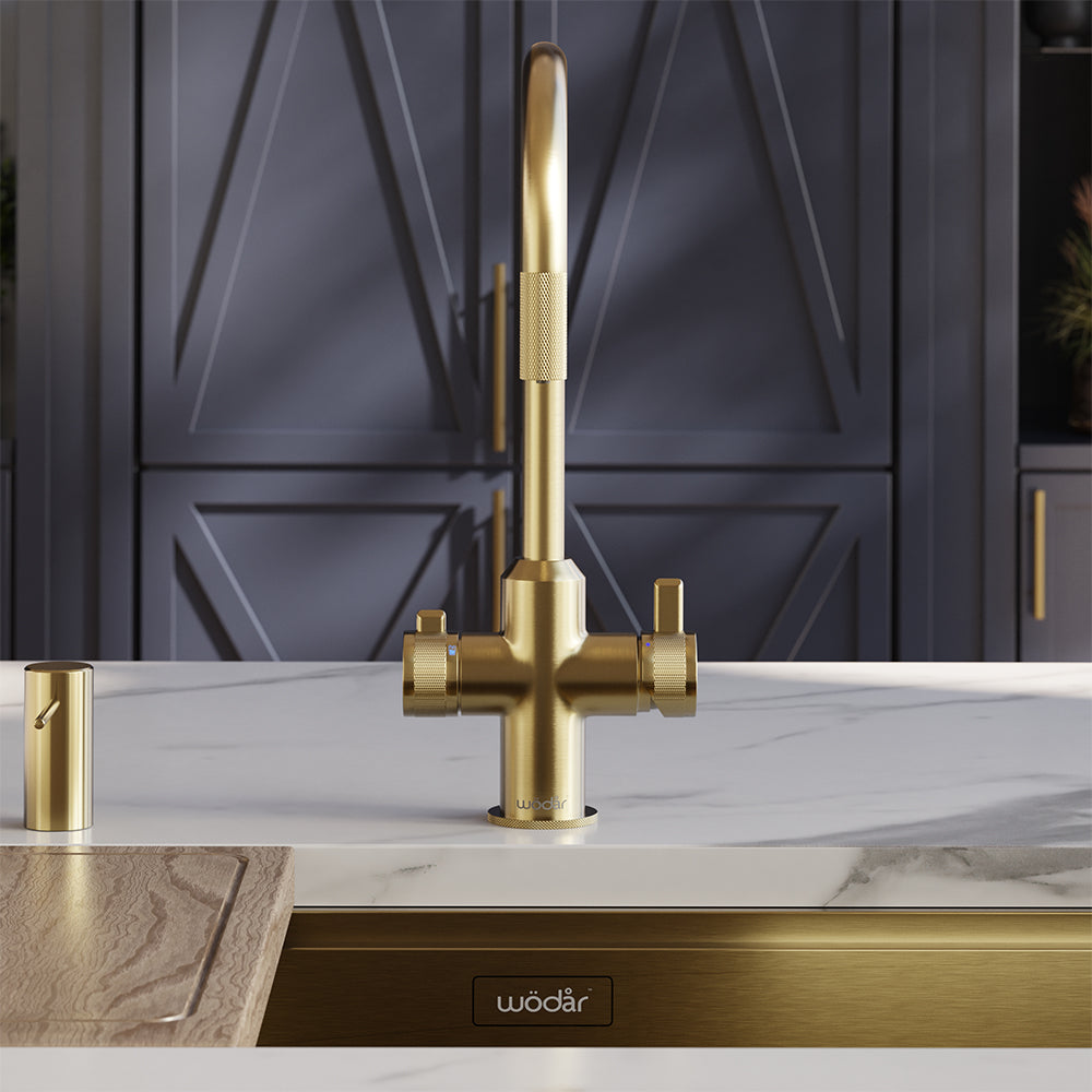 Design+ Flex 4 in 1 Brushed Brass Boiling Hot Water Tap