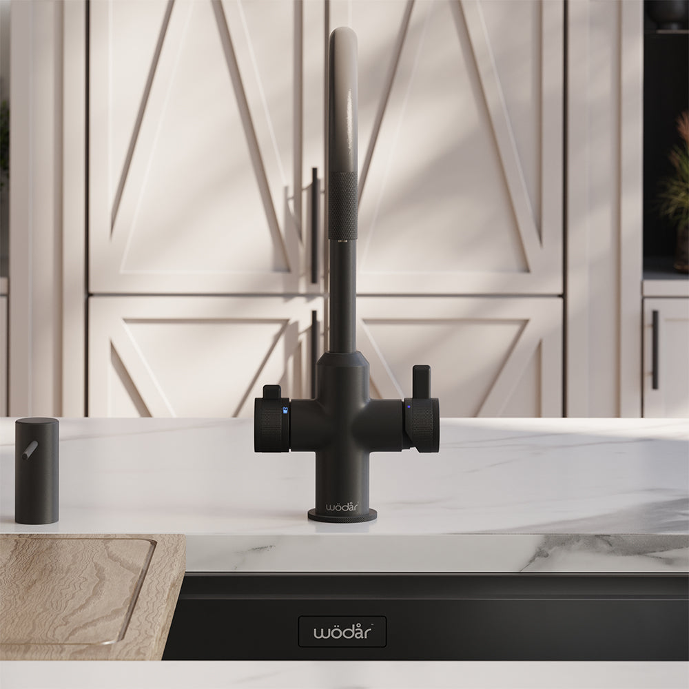 Design+ Flex 4 in 1 Matt Black Boiling Hot Water Tap