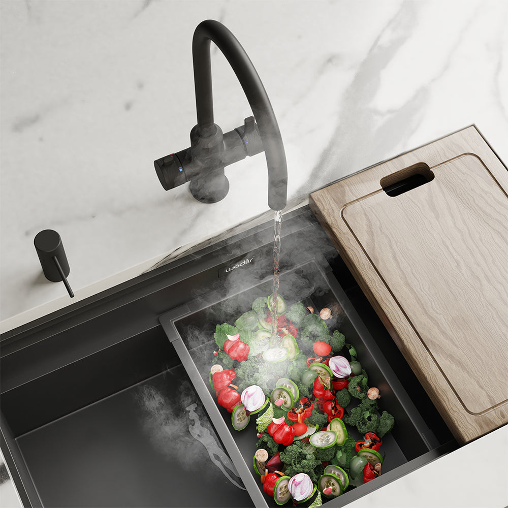 Design+ Flex 4 in 1 Matt Black Boiling Hot Water Tap