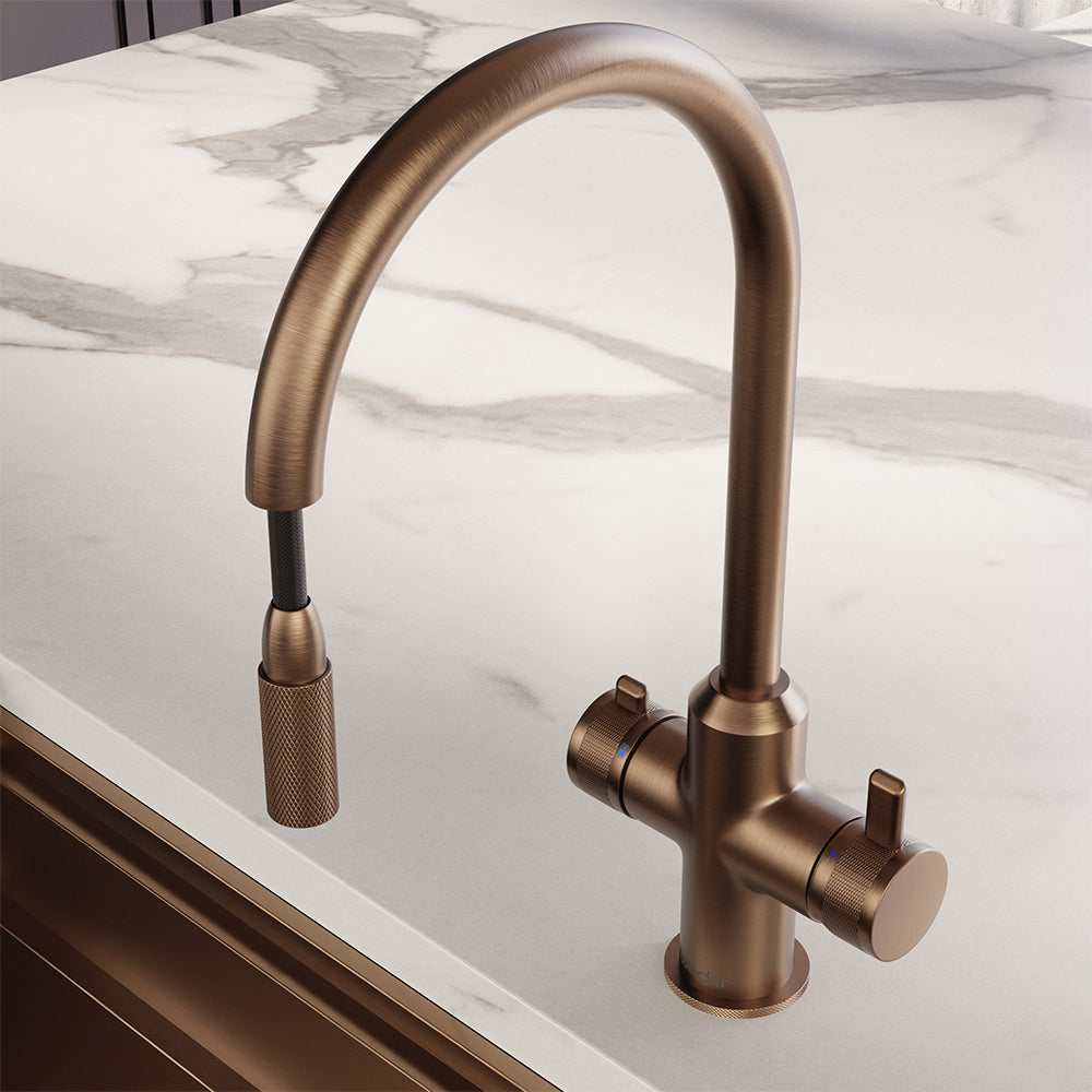 Design+ Flex 4 in 1 Brushed Copper Boiling Hot Water Tap