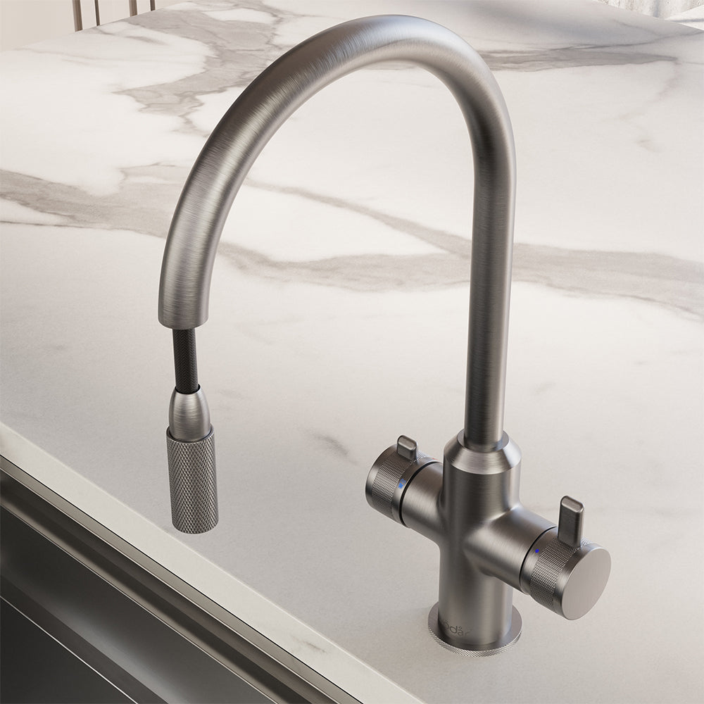 Design+ Flex 4 in 1 Brushed Nickel Boiling Hot Water Tap