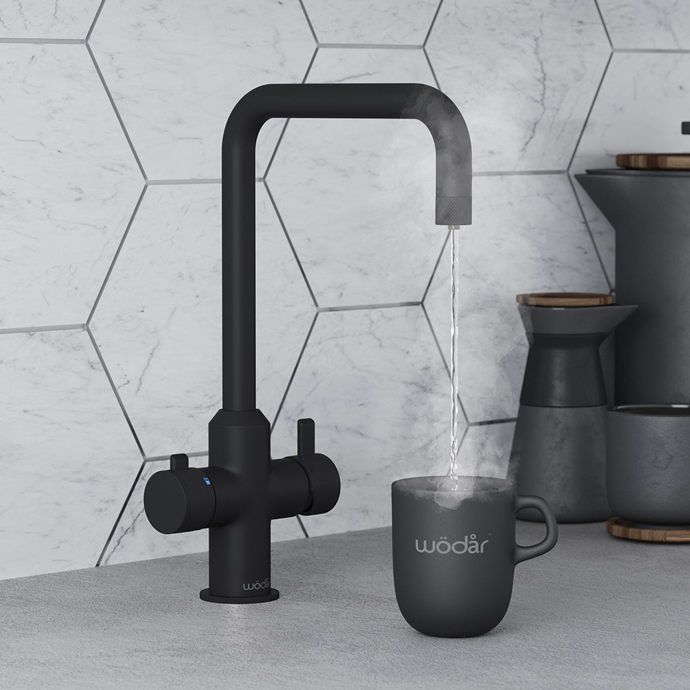 Design+ Square 4 in 1 Matt Black Boiling Hot Water Tap