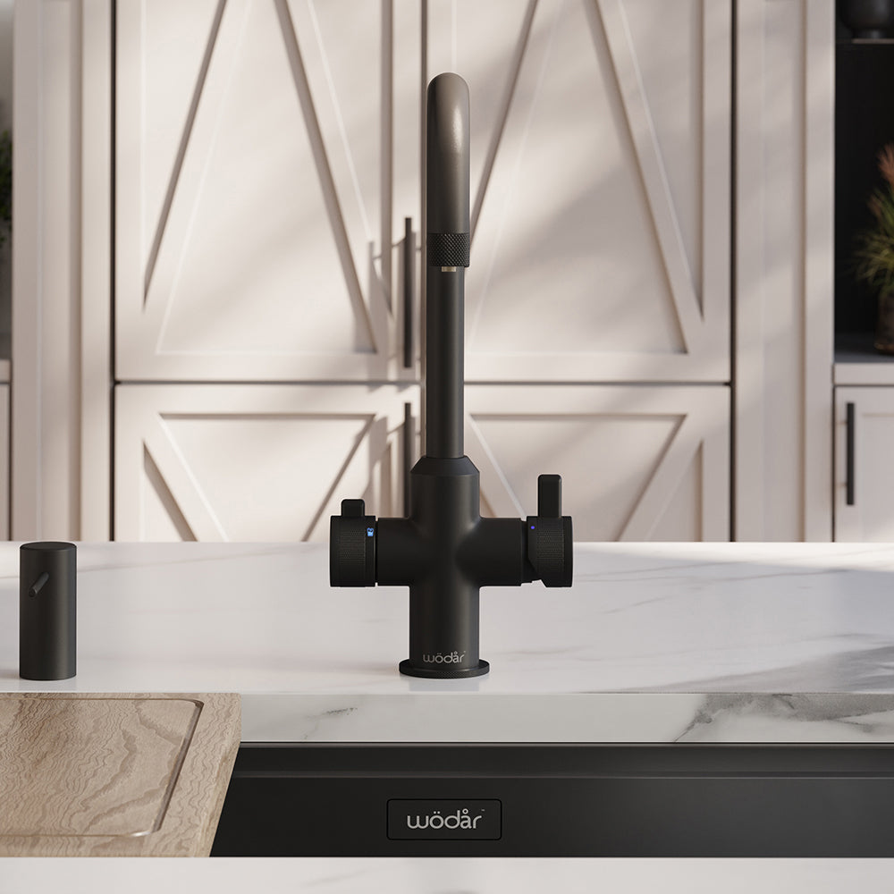 Design+ Square 4 in 1 Matt Black Boiling Hot Water Tap