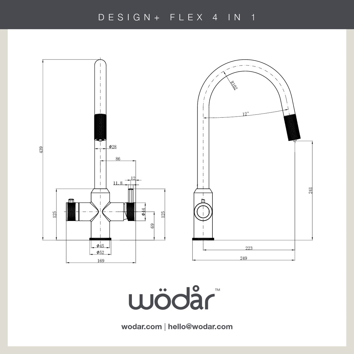 Design+ Flex 4 in 1 Chrome Boiling Hot Water Tap