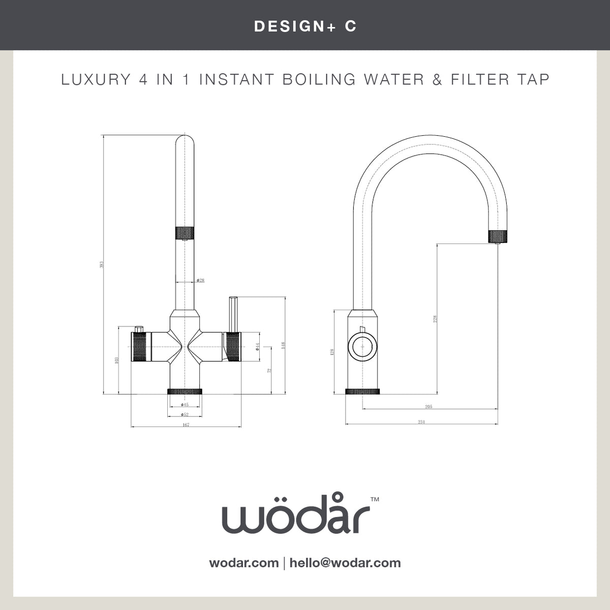 Design+ Swan 4 in 1 Brushed Brass Boiling Hot Water Tap